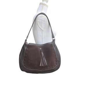 Longchamp cavalier hobo Suede And Leather Bronw Shoulder Bag Women's tassel